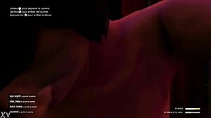 Ebony woman strips in GTA Online, ripping clothes.