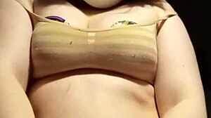 Hey check out this petite 18+ in lingerie playing with her big tits pov