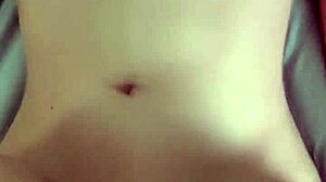 Petite girl with shaved pussy rides in cowgirl position