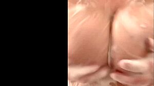 French Chubby Milf Secretly Caresses Huge Breasts in Shower