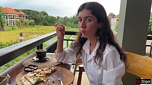 Girl Walks In Cafe With Cum On Face