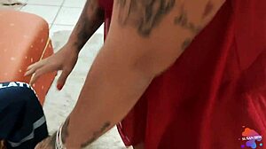 young guy leaves work to fuck curvy bbw in mother-in-law's living room suggestively.