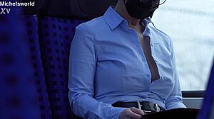 slave wife goes braless, flashes downblouse in daring public display