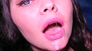 Blonde babe gives blowjob in cumshot compilation