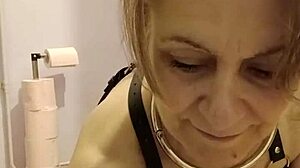 Slave maid licks toilet in humiliating homemade scene with buttplug and doggystyle.