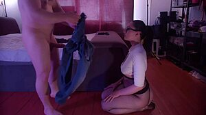 Lecherous man pisses on lady's face before ass to mouth fuck