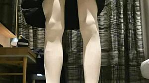 Tranny Femboy Jerks Off In Black Dress With Huge Cumshot 😍