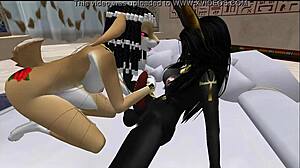 Lady Bastet of Egypt Commands Her Servant Girl in Cartoon Play