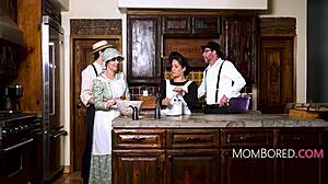 in our community, young men have never seen a pussy, so the chubby bbw milf volunteers to show hers and gets fucked