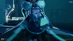 Tifa slime si gioca il dildo in fantasia hentai!