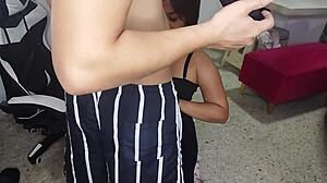 At Home, Latina Whore Sucks Step-Nephew’s Cock While Husband’s Away