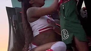 Cheerleader Wants Big Black Cock Outdoors