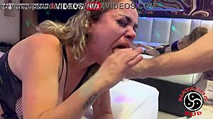 Deepthroat BDSM with vomit on blonde