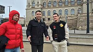 Silvia Dellai takes double anal and swallows cum.