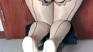 Siganjue's young wife in OL outfit waits for insertion