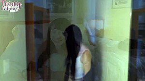 seth brogan fills up skinny brunette babysitter cecelia taylor in a quick missionary