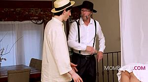 in our community, young men have never seen a pussy, so the chubby bbw milf volunteers to show hers and gets fucked