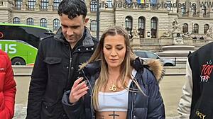 Silvia Dellai takes double anal and swallows cum.