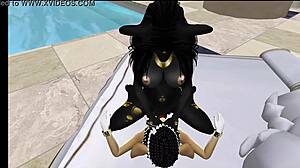 Lady Bastet of Egypt Commands Her Servant Girl in Cartoon Play