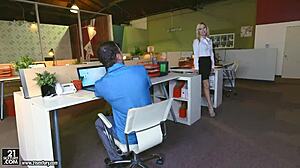 Goldie Rush Footsie Blowjob In Office