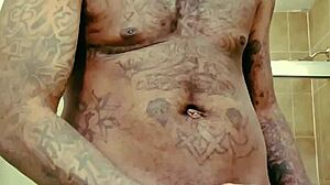 did his big black cock grow in prison? young bodybuilder masturbates with monster cock