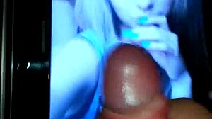 A cute beautiful girl jerks something in this video scene