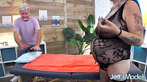 Hey, pregnant BBW Sasha Syren craves a deep rubdown. Can you handle her big tits and ass?