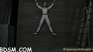 taming lusty gagged playgirl with choking and bondage