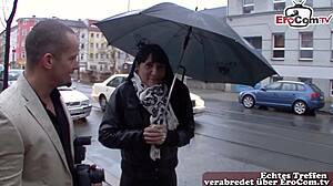 German Street Pickup Turns Into Wild Outdoor Latex Sex After Interview