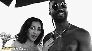 backstage madness with melysia’s first double penetration and pee drink by huge bbc