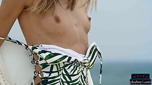 Italian Petite MILF Francy Torino Strips Outdoors