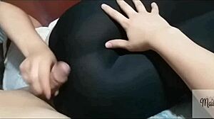 my friend stays over in tight leggings, finally lets me film her! 🔥