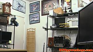 Bigtitted Pawnshop Amateur in Spex Fucks Guy Hidden Cam