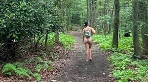 compilation of people walking naked while hiking outdoors