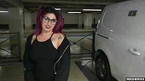 A slutty chilean teen gets her big ass pounded roughly in public parking with anal group action