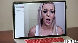 that perverted teen with big tits sucked a guy's huge cock