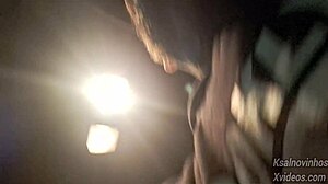 risky handjob for young teen on public street in car.