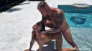 Filoufitt and Essie Gotback, can you handle this rough public fucking and huge cumshot?