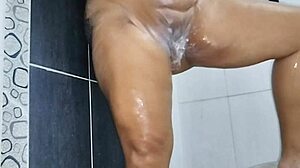 Chubby girl fingers herself in bathroom to a wet finish