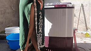 sexy big boobs bhabhi takes a steamy outdoor bath. her wet curves shine in public!