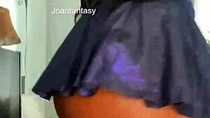 Joanfantasy shows her micro kini with buttplug