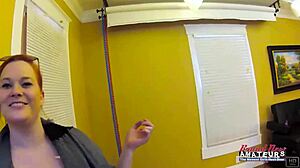 redhead cutie carolyn fingers pussy deep and deepthroats hard cock