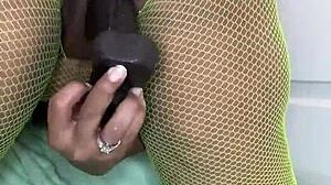 59 year old mature takes thick chocolate dildo