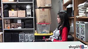 sexy latina teen caught sucking security guy's cock at work