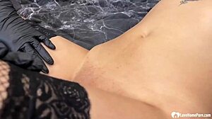 sexy lesbians fingering in fishnets