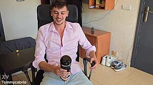 playing with a crazy toy that twists and turns, exploring its features on my skinny body