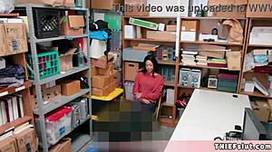 petite half black shoplifter teen 18+ caught and gets her tiny 18+ interracial pussy fucked by the mall cop