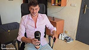 playing with a crazy toy that twists and turns, exploring its features on my skinny body