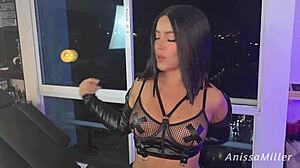 Feeling the rush as the sexy big-ass slut with natural tits and short hair pays her tattoo artist with passionate sex, Anissa Miller shaking her ass in close-up.