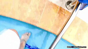 she milked me poolside with cute milf handjob